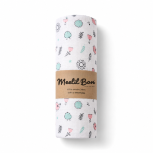 Extra Large Baby Muslin Bath Towel 100×100 cm  - Bird