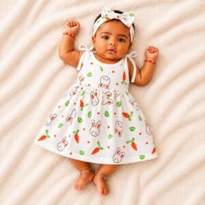 Rabbit - Muslin Knot Frock for Baby Girl