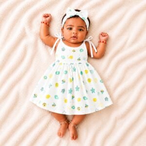 Star - Muslin Knot Frock for Baby Girl