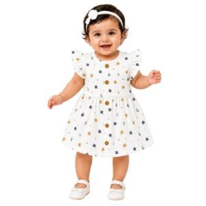 Muslin Frock for Baby Girls | 0–12 Months | Flower
