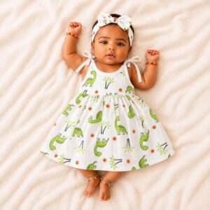 Dino - Muslin Knot Frock for Baby Girl