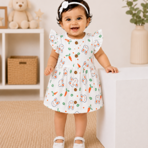 Meelil Bon Muslin Baby Girl Frock | Rabbit