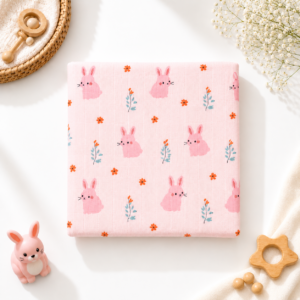 Extra Large Premium Muslin Baby Bath Towel | Pink Rabbit